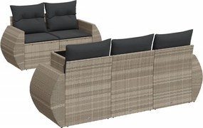 vidaXL 6 részes világosszürke polyrattan kerti ülőgarnitúra párnákkal