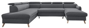 Sweet Harmony sötétszürke U alakú kinyitható kanapé, bal oldali - Miuform