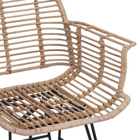 Étkezőszék 2 pcs Természetes 57 x 54.5 x 85 cm Rattan és Vas