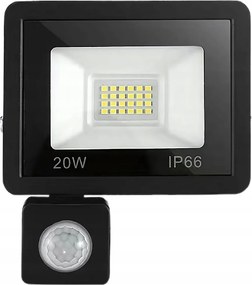 Halogén Led reflektor alkonyat- és mozgásérzékelővel 20W, 6000K, IP66