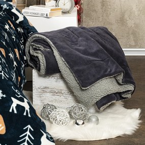 4Home gyapjú hatású pléd világosszürke/antracit, 150 x 200 cm