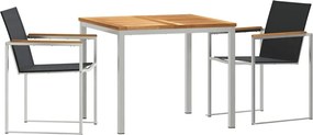 vidaXL Kert étkező szett 3 pcs Barna Tömör Teakfa
