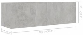4 db betonszürke szerelt fa TV-szekrény 100 x 30 x 30 cm