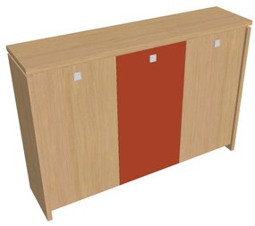 Verno közepes gardrób 188 x 46 x 130 cm, kombinált ajtó, világos tölgy / narancs