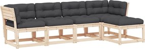 vidaXL 5 részes tömör fenyőfa kerti ülőgarnitúra párnával