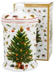 Karácsonyi fenyőfás porcelán keksztároló díszdobozban Christmas Tree