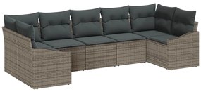 vidaXL Kanapé Szett párnával 7 pcs Szürke polirattan