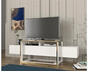 TV asztal/szekrény Biano (fehér + arany). Akció -19%. 1088673