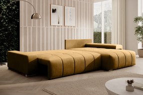 Univerzális ülőgarnitúra, mustárszínű, VEZAN ROH