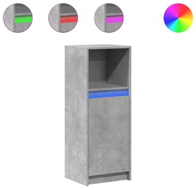 betonszürke szerelt fa tálalószekrény LED-del 38 x 34 x 100 cm