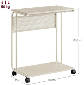 C-alakú kerekes oldalasztal 55x34x66cm bézs