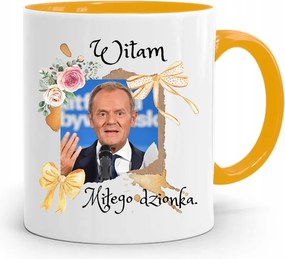 Donald Tusk Sárga Bögre Platform Ajándék fényképes nyomtatással