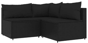 4 részes fekete polyrattan kerti ülőgarnitúra párnákkal