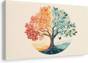 Kép – Duális fa pillangóval (90x60 cm)