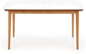 Asztal Houston 792Lefkas tölgy, Fehér, 75x80x140cm, Hosszabbíthatóság, Közepes sűrűségű farostlemez, Fa