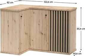 Sarok komód, artisan tölgy/fekete, KOLI C-12