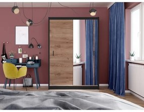 SABRINA gardróbszekrény tükörrel, 150x215 cm, craft tölgy