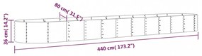vidaXL zöld porszórt acél kerti magaságyás 440x80x36 cm