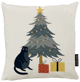 Díszpárna karácsonyi mintával 45x45 cm Crazy Cat Xmas – Butter Kings