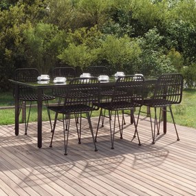 7 részes fekete polyrattan kerti étkezőgarnitúra