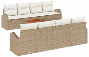 vidaXL Kerti Kanapé Szett párnával 9 pcs Bézs polirattan