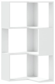 3 szintes fehér szerelt fa sarok könyvespolc 50 x 50 x 102 cm