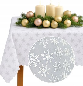 Abrosz foltálló Karácsonyi Asztalra Fehér Nagy ezüst hópehely 160x350