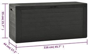 antracitszürke kerti tárolóláda 116 x 44 x 55 cm