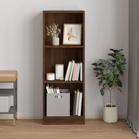 3 szintes barna tölgy színű fa könyvszekrény 40 x 24 x 109 cm