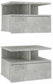 2 db betonszürke szerelt fa lebegő éjjeliszekrény 40x31x27 cm