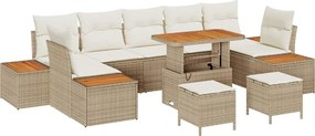 vidaXL Kerti Kanapé Szett párnával tárolóval 10 pcs Bézs Poli rattan