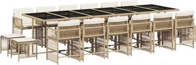 vidaXL 17 részes bézs polyrattan kerti étkezőgarnitúra párnákkal
