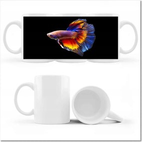 Nyomott mintás bögre Harci halak fekete háttér