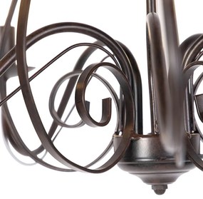 Csillár barna, krémszínű harmonika árnyékolóval, 5-lámpás - Giuseppe