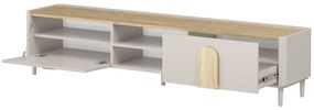 Amilio RTV szekrény 220 cm - kasmír / olajozott tölgy / világos tölgy fogantyú