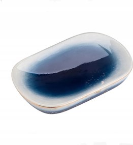 Kerámia Szappantartó Fehér-kék Ombre Arany Díszítéssel Stílusos