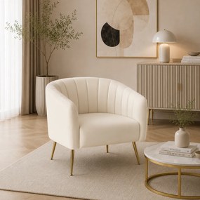 Design fotel, bézs Velvet szövet/gold króm-arany, BAGY