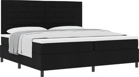 vidaXL Boxrugós ágy matracmal fejtámlával Fekete 200 x 200 cm szövet