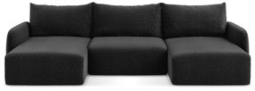 Fekete kinyitható-tárolóhelyes sarokkanapé Kalena – Makamii