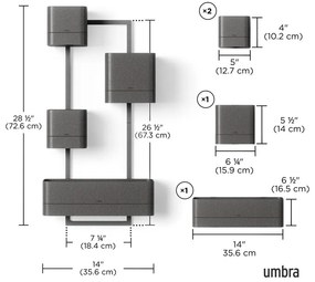 Műanyag virágcserép készlet fűszernövényekhez, 4 db-os -függő Cubiko – Umbra