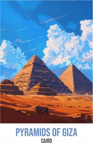 Poszter 53x81cm Pyramids of Giza, Cairo