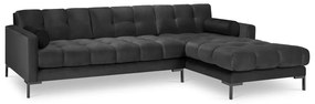 Bali sötétszürke bársony sarokkanapé, jobb oldali - Cosmopolitan Design