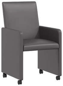 vidaXL Kerekes Étkező Székek 2 pcs Szürke 57 x 66 x 94 cm Műbőr
