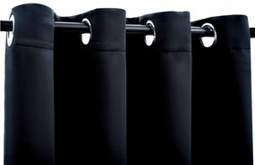 2 db fekete sötétítőfüggöny fémgyűrűkkel 140 x 225 cm