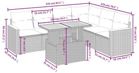 7 részes bézs polyrattan kerti ülőgarnitúra párnákkal