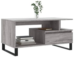 Szürke sonoma szerelt fa dohányzóasztal 90x49x45 cm