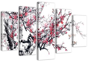 Gario Vászonkép Japán cseresznyefa - 5 részes Méret: 100 x 70 cm
