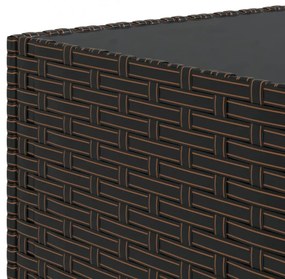 barna polyrattan négyzet alakú kerti dohányzóasztal 50x50x30 cm