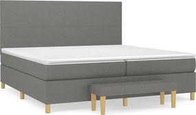 vidaXL sötétszürke szövet rugós ágy matraccal 200 x 200 cm