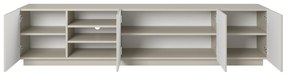 Asha RTV szekrény 200 cm - kasmír, bordázott előlap és nyitott polc